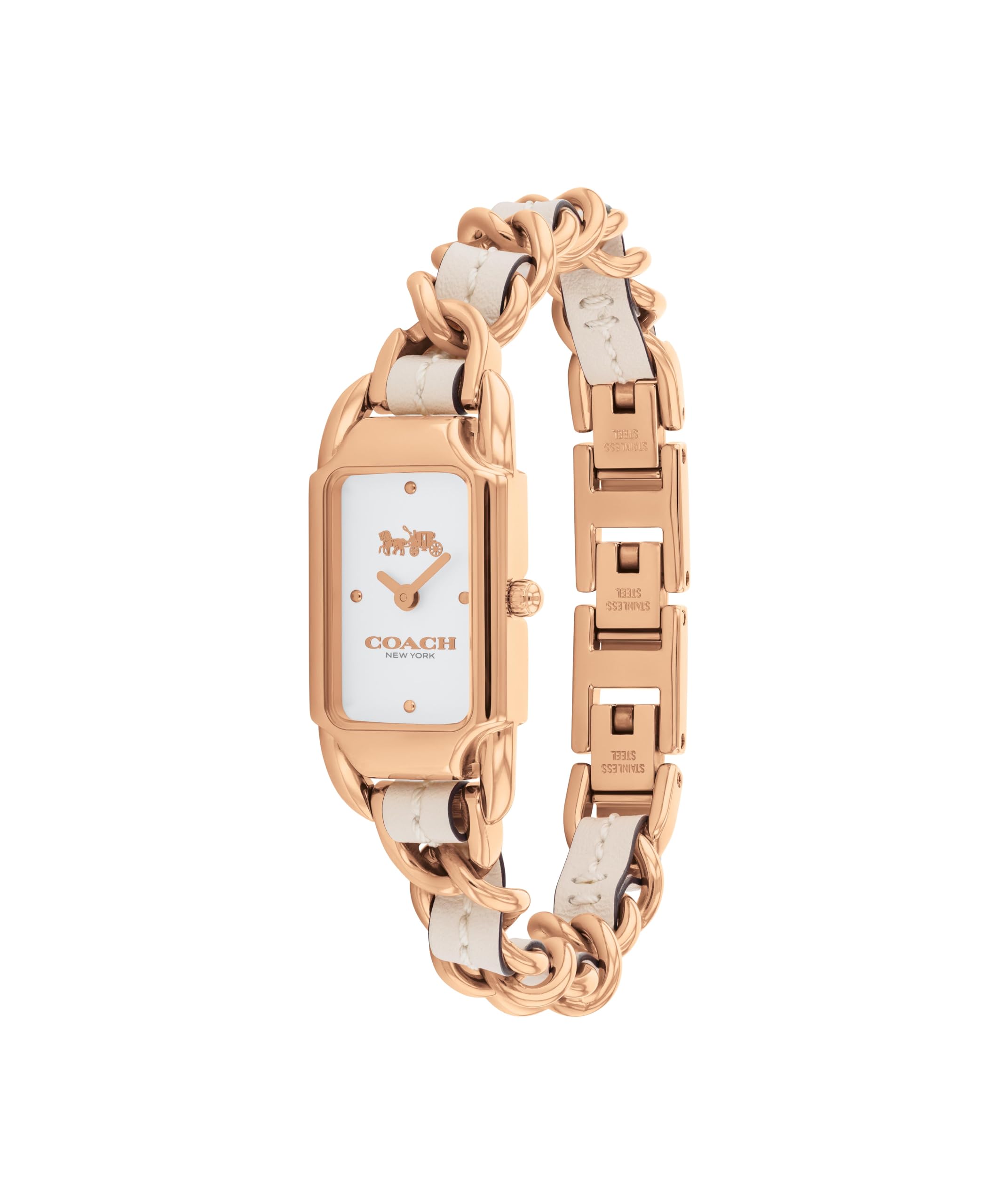 Coach Cadie Women's Watch - 2H Quartz, Genuine Coach Leather, Chainlink Bracelet - Gift for Her - Premium Fashion Timepiece for Everyday Style - Adjustable- 17.50mm