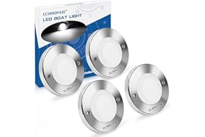 4Pcs 3.15”Round LED Marine Light with sliver housing, Navigation Boat Lights, LEDs Boat Interior Light, Deck Courtesy Lightin