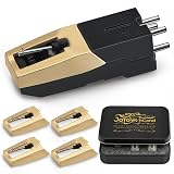JoTownCand 5PCS Upgrade Ruby Record Player Needle and Turntable Cartridge Kit, Replacement Stylus with Elliptical Diamond Tip for Crosley Victrola ION, High Fidelity Sound, Low Record Wear