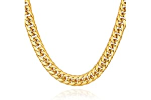 U7 Diamond Cut Miami Cuban Link Chain for Men Women Stainless Steel Curb Chain Necklace, Cool Hip Hop Jewelry Silver/Black/18K Gold Plated Chains, Width 3/6/9/12mm,18/20/22/24/26/28/30 Inch
