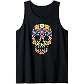 FLORAL SUGAR SKULL Flower Calavera Calaveras Skulls Meme Tank Top