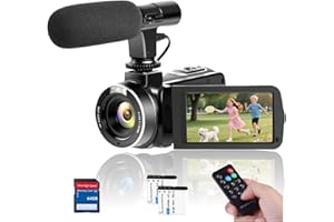 Video Camera 4K Camcorder 75MP YouTube Vlogging Camera 64G SD Card and 2 Batteries and Microphone 18X Digital Zoom Webcam 270