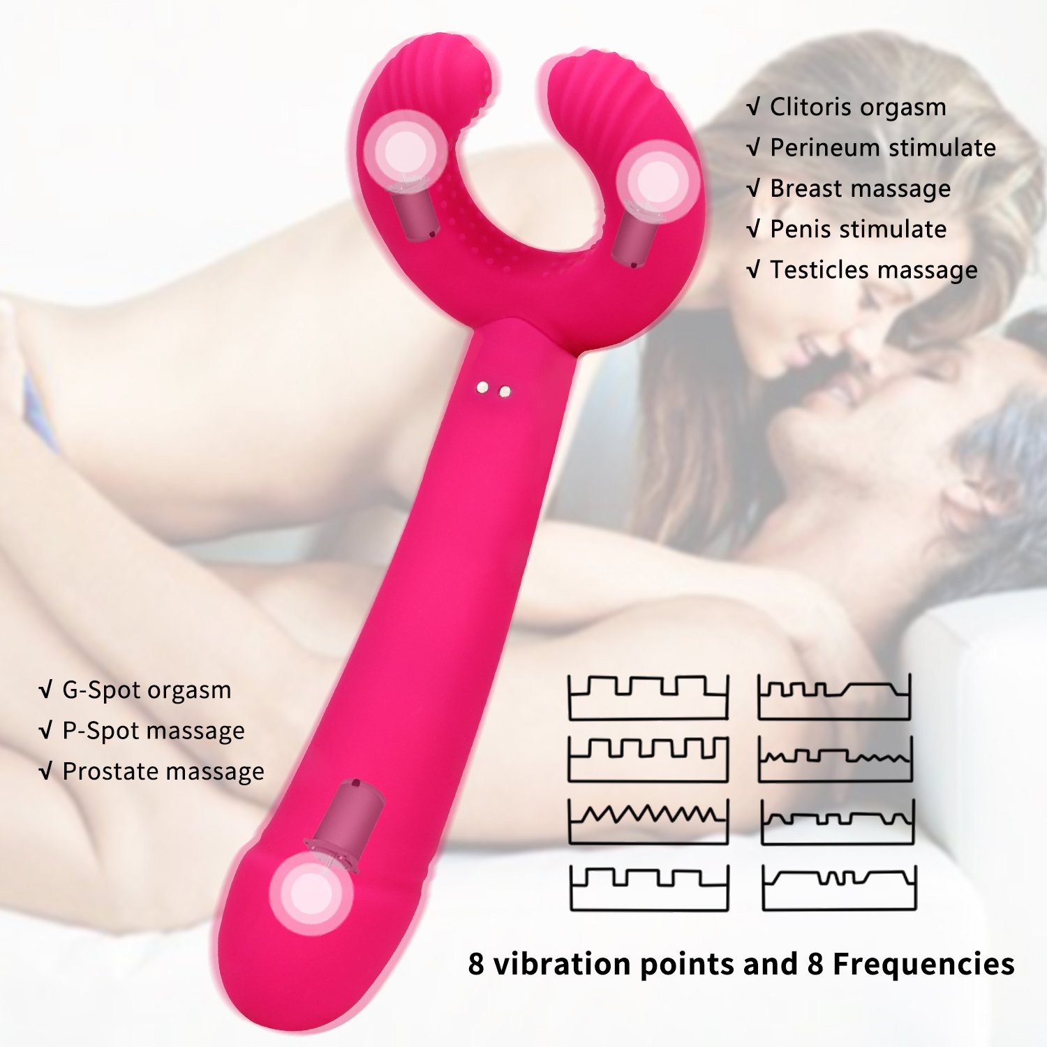 Xocity Vibratoren für die Klitoris & G punkt Vibrator mit Drei starker Motor 8 Vibrationsfrequenz,Silikon Mehrfachfunktion Massagegeräte für Butt plug prostata massage,Analvibratoren Dildo Analspielzug für männer und Frauen