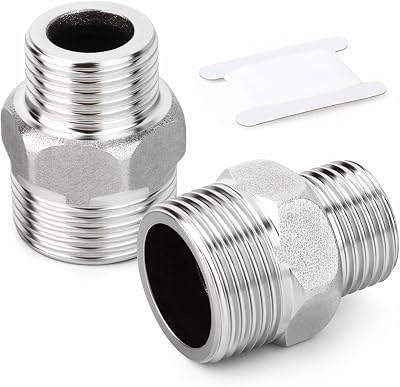 ERGAOBOY 2 Pcs Stainless Steel 304 BSP Reducing Hex Nipple 3/4" x 1/2"