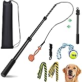 AmaCielo Flirt Pole for Dogs, Interactive Toys Tug-of-war for Pet, Durable Teaser Wand, Chase Toys with Rope Chewing Sticks, 