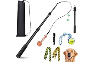 AmaCielo Flirt Pole for Dogs, Interactive Toys Tug-of-war for Pet, Durable Teaser Wand, Chase Toys with Rope Chewing Sticks, for Outdoor Exercise & Training
