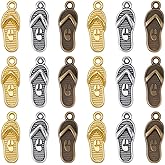 SUNNYCLUE 1 Box 90Pcs 3 Colors Metal Flip Flop Charms Mini Summer Charms Bulk Gold Silver Antique Bronze Alloy Beach Slippers Shaped Pendants for Jewelry Making Bracelets Earrings DIY Craft Supplies