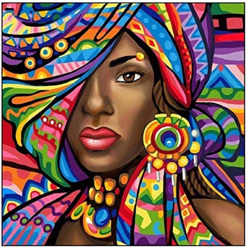 DINGYALI Paint by Numbers Kits for Adults and Kids Abstract African Woman DIY Oil Painting Digital Canvas Wall Art Home Decoration-1216 inch(Frameless)