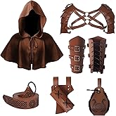 DARFULA 6 Pcs Medieval Knight Accessories Renaissance Viking Belt Pouch Arm Bracers Sword Frog Cape,Double Shoulder Armor