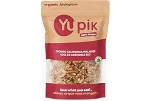 Yupik Organic Raw Walnuts, Halves, 1 kg, Kosher, Gluten-Free, Non-GMO, Vegan, Half Nuts, Unsalted, Unroasted, Source of Omega