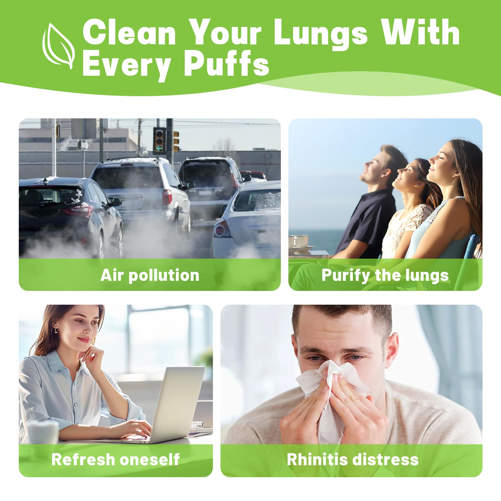 Mullein Herbal Diffuser Upgraded with Extracts of Mullein, Thyme and Mint for Cleansing Lungs, Improving Breathing and Oral Air Freshening- 2 Stick, 2 Pack