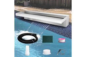 Weejian Pool Fountain Stainless Steel Pond Waterfall Spillway Kits for Indoor/Outdoor Decorative, 24 Inches Pool Water Feature for Garden Patio, Backyard Koi Pond Decor(No LED Light)