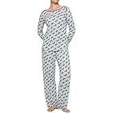 HUE Women’s Ultra Ribbed 2 Piece Pajama Gift Set – Includes Cozy Long Sleeve PJ Top and PJ Pant