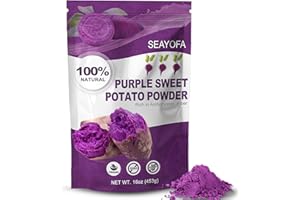 SEAYOFA 16oz Premium Purple Sweet Potato Powder, 100% Natural Dried Ube Powder, Purple Yam Powder Food Coloring, Vegan, Gluten-Free, Ube Extract for Baking, Smoothies, Lattes, Desserts, Colorful Recipes