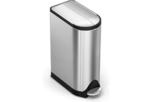 simplehuman 18 Liter / 4.8 Gallon Butterfly Lid Kitchen Step Trash Can, Brushed Stainless Steel