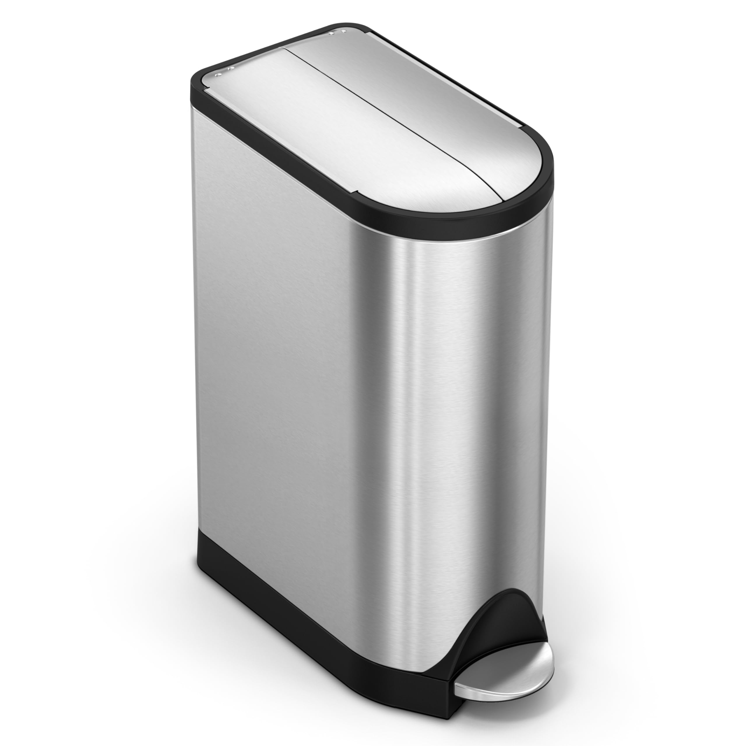 Photo 1 of *Dented* simplehuman 18 Liter / 4.8 Gallon Butterfly Lid Kitchen Step Trash Can, Brushed Stainless Steel