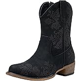 Jeossy Women‘s Cowboy Boots, Cowgirl Ankle Western Booties with Square Toe Low Heel, Short Comfortable 9805 Boot with Zipper