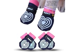 Medical Therapeutic Double Sided Non-Slip Cotton Dog Socks | PawFlex Comfy Pawz Silicone Grip on Inner Cuff No Twisting or Sliding Off | Senior & Disabled Dog Traction Control |Pet Paw Protection