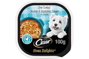 CESAR Home Delights Wet Dog Food - Slow Cooked Chicken & Vegetables Dinner in Sauce - 100g (24 Pack)