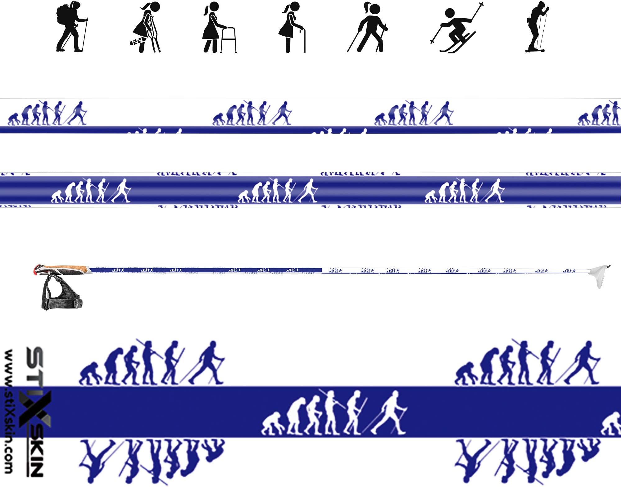 stiXskin 2 Coloured Decorative Vinyl Wraps for Nordic Walking, Hiking, Trekking Walking Sticks | 20 Custom Designs for Men, Women and Kids | Leki, Exel, Gabel, Fizan, Vipole, Swix, Salomon |