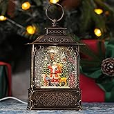 Snow Globe with Santa Claus Reindeer, Light Up Christmas Snow Globes with Music Timer - USB Plug or Battery Operated Glitter Globe Indoor Christmas Decorations