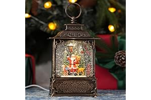 QUKULOV Snow Globe with Santa Claus Reindeer, Light Up Christmas Snow Globes with Music Timer - USB Plug or Battery Operated Glitter Globe Indoor Christmas Decorations