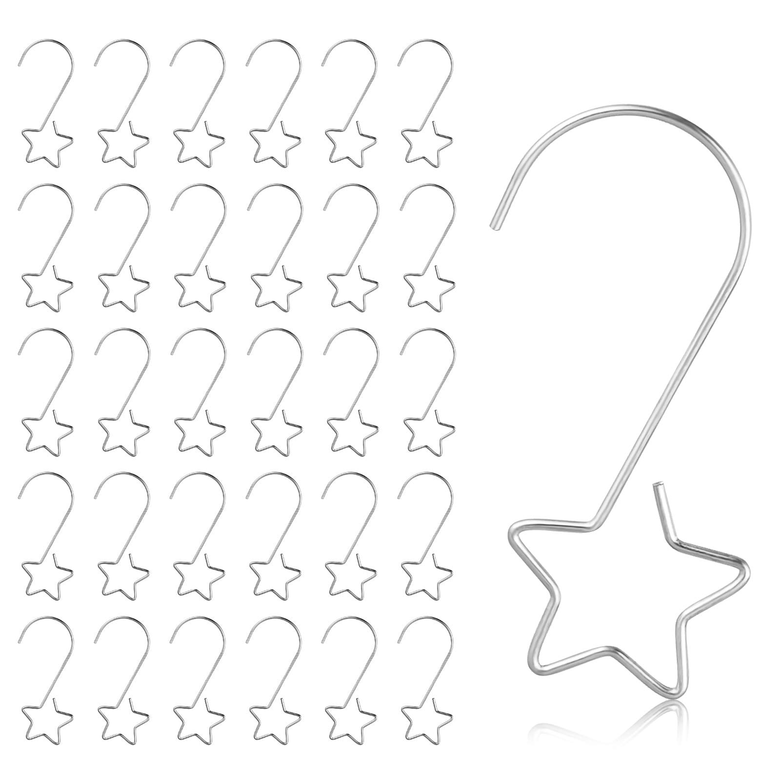 MELLIEX 60pcs Christmas Ornaments Hooks Star-Shaped Tree Hangers Metal Hanging Hooks for Hanging Christmas Tree Decorations