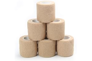 MUEUSS Self Adhesive Bandages Wrap for Dogs Cats Horses Wounds,Self Adherent Bandage,Pet First Aid Tape, Vet Pet Wrap Breathable Athletic Elastic Cohesive Bandage Tape Skin (6 Rolls, 2" x 5 Yards)