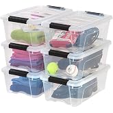 IRIS USA 6-Pack 13 Quart Storage Bins with Lids, Clear | Transparent design makes contents easy to find. Ideal for shoes, photos, documents, and small essentials. Nestable design