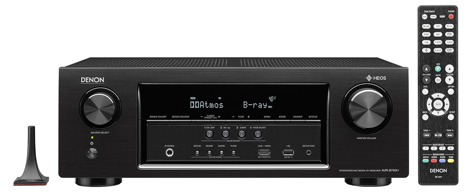 Denon AVRS730H 7.2 Channel AV Receiver with Built-in HEOS wireless technology, Works with Alexa