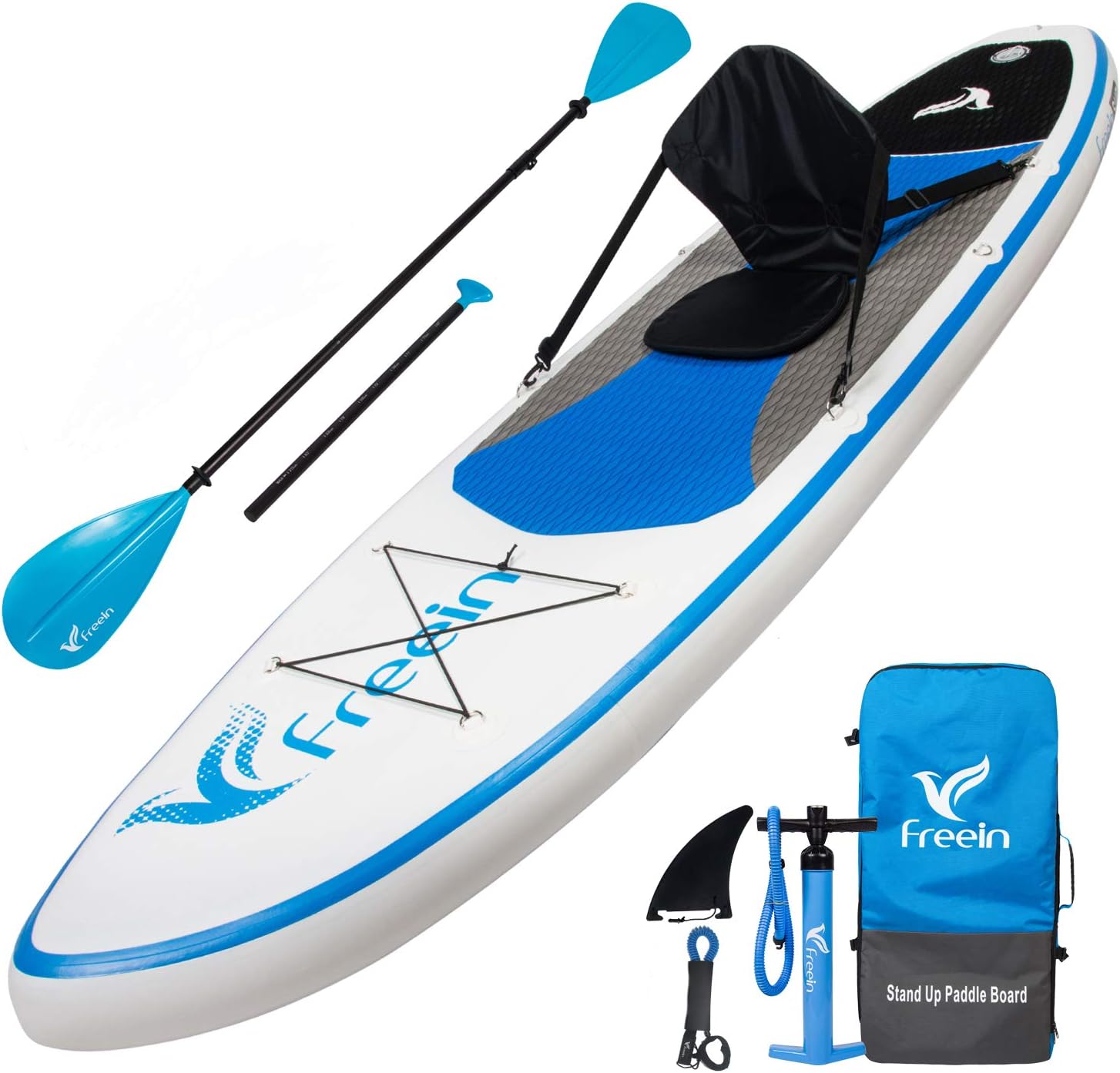 Freein Stand Up Paddle Board Inflatable SUP 10/106 Long with Kayak Conversion Kit,Package∣Kayak seat,Adj 2 in 1 Paddle,Backpack,Leash,Pump