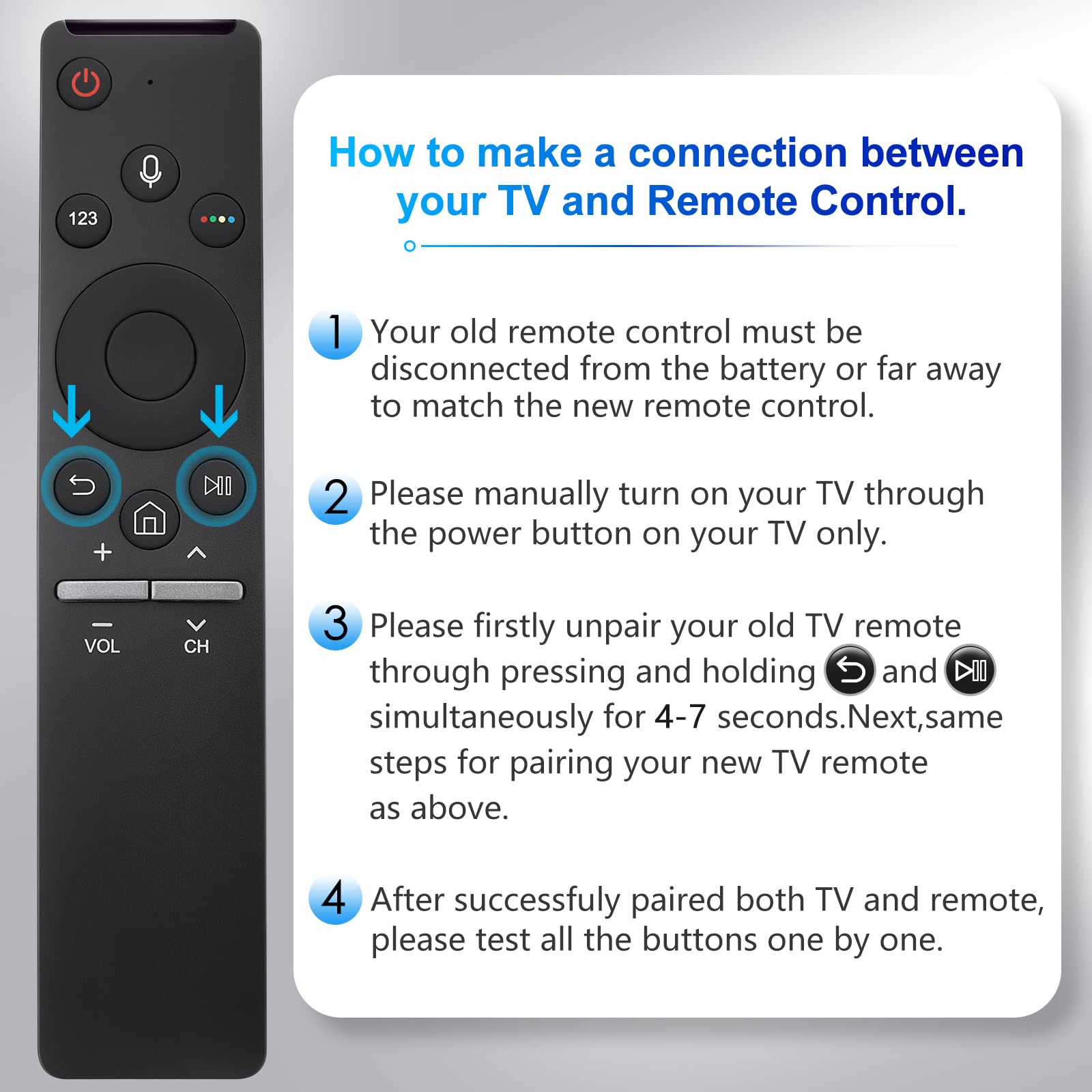 Voice Replacement for Samsung-Smart-TV-Remote, New Upgraded BN59-1266A for Samsung Remote Control with Voice Function. 1-Year Warranty.