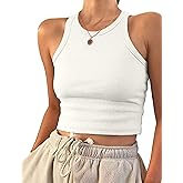 AUSELILY Womens Tank Top Womens Round Neck Basic Racerback Ribbed Tank Top Women