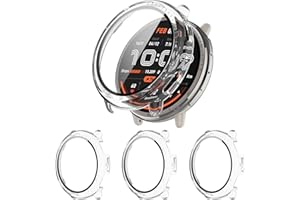 Kimiyaki 3 Pack for Amazfit Active 2 Screen Protector Case [Full Coverage], Hard PC Bumper All-Around Protective Accessories for Amazfit Active 2 Built-in Tempered Glass Film