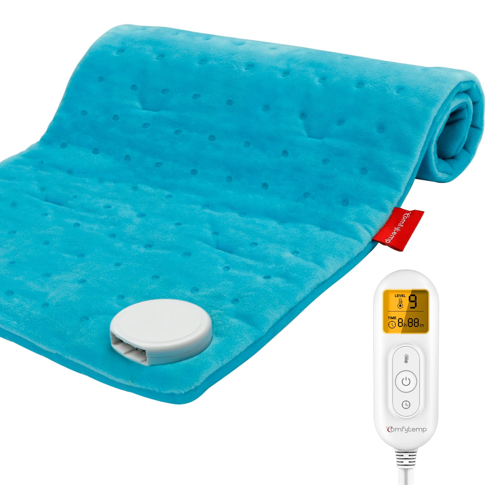 Heating Pad Upgraded, Comfytemp Electric Heat Pad | 9 Heat Setting, Stay On, 11 Timers Auto-Off, Ultra-Soft | 12 x 24 Inch Heated Pad for Cramps, Back Pain Relief, Neck and Shoulders, Machine Washable