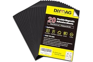 DIYMAG Magnetic Adhesive Sheets, |4" x 6"|, 20 Pack Cuttable Magnetic Sheets, Flexible Magnet Sheets with Adhesive for Crafts