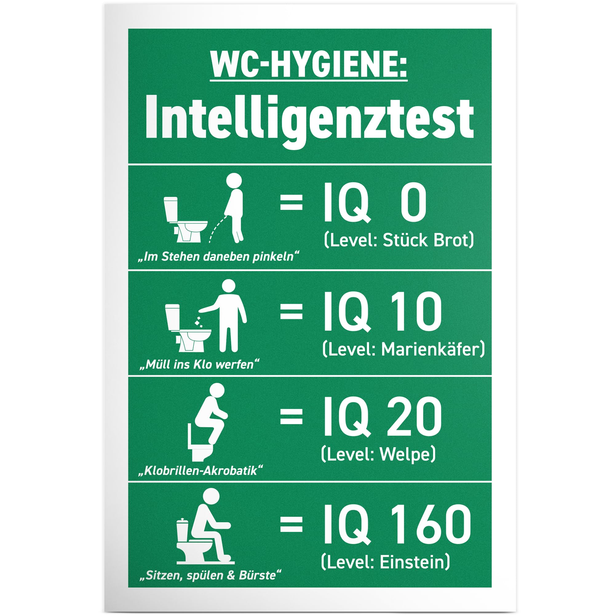 DankeDir! Intelligenztest - Plastic Sign 30 x 20 cm - Toilet Sign for Hanging Toilet Sign Toilet Sign Funny Toilet Sign - Guest Toilet Door Sign Wall Funny Decorative Men's Guest Toilet