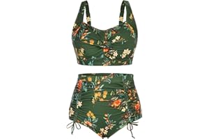 Hanna Nikole Women Plus Size Two Piece Swimsuit Sets Twist Front Bikini Bathing Suit with Drawstring Ruched Bottom