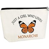 Butterfly Makeup Bag For Women Monarch Butterfly Lover Gift Cosmetic Bag Animal Lover Gift for Friends Funny Birthday Christmas Gift for Her Sister Inspirational Gift for Coworker Zipper Travel Pouch