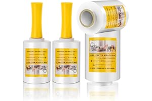 IONCAT Mini Stretch Wrap Film Roll, Clear Plastic Wrap for Moving, Industrial Shrink Wrap for Packing Boxes Furniture and Pallet Wrap, Self-Adhering, Heavy Duty, 80 Gauge, 5” X 1000 Ft, 4 Pack with Handle