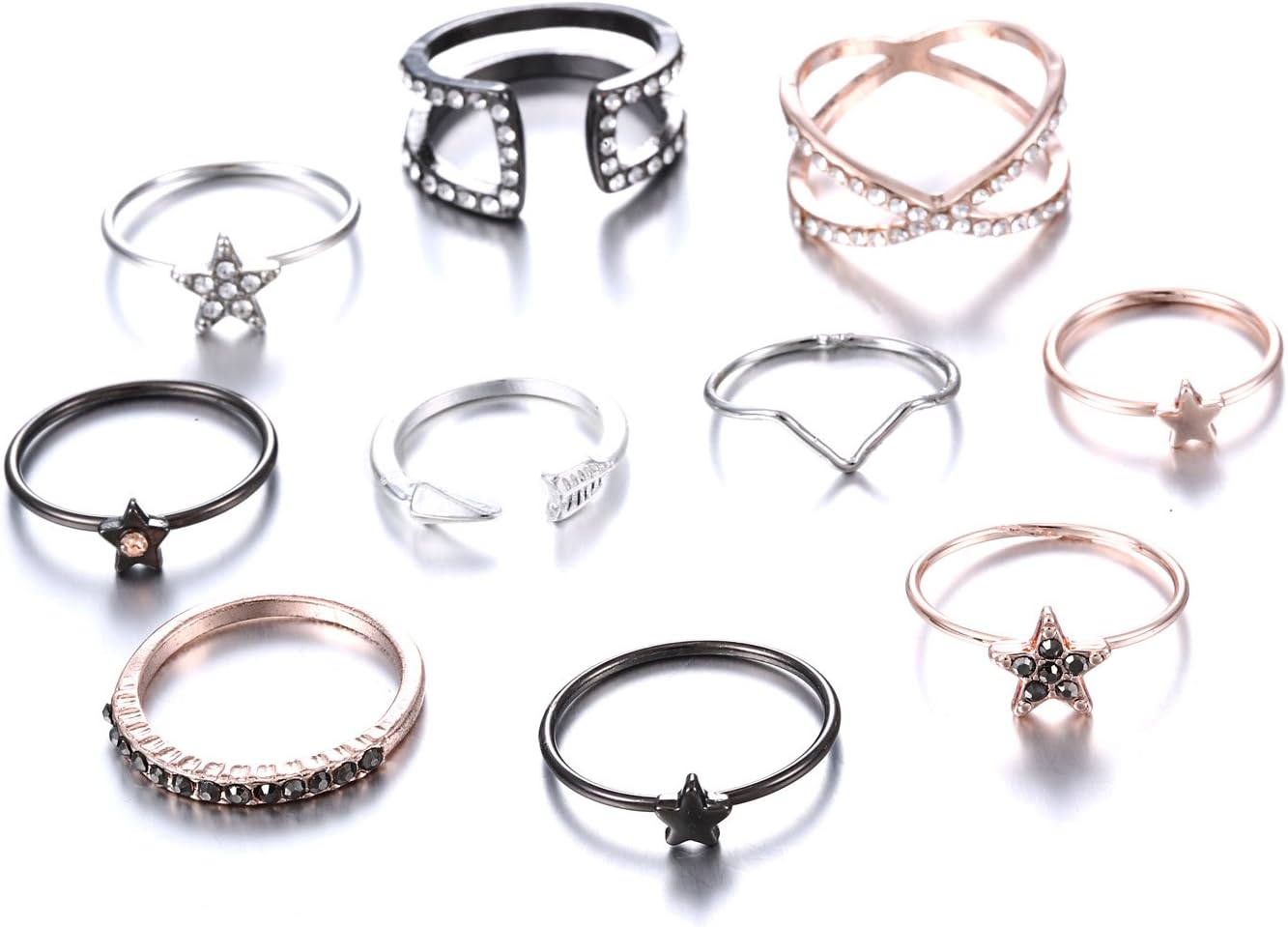 EAN 10 Punk Ring Sets Joint Nail Ring Set Vintage Bohemian Various Styles Finger Rings Gift