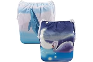ALVABABY Baby Swim Diapers 2pcs One Size Reuseable Washable & Adjustable for Swimming Lesson & Baby Shower Gifts DYK80-81
