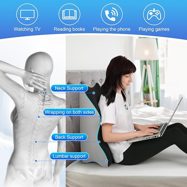 ADUKEN READING PILLOW FOR BED, ADULT MEMORY FOAM ERGONOMIC BACK SUPPORT PILLOW FOR SITTING UP, PRONE PILLOW FACE DOWN SLEEP, WEDGE PILLOW FOR BACK PAIN RELIEF