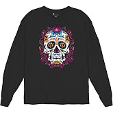 Floral Sugar Skull Day of The Dead Long Sleeve T-Shirt Dia de Muertos Calavera
