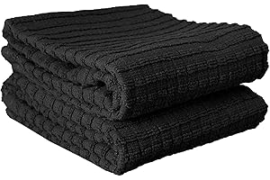 Ritz 012987 Royale Collection Solid Kitchen Towel Set, 2-Piece, Black