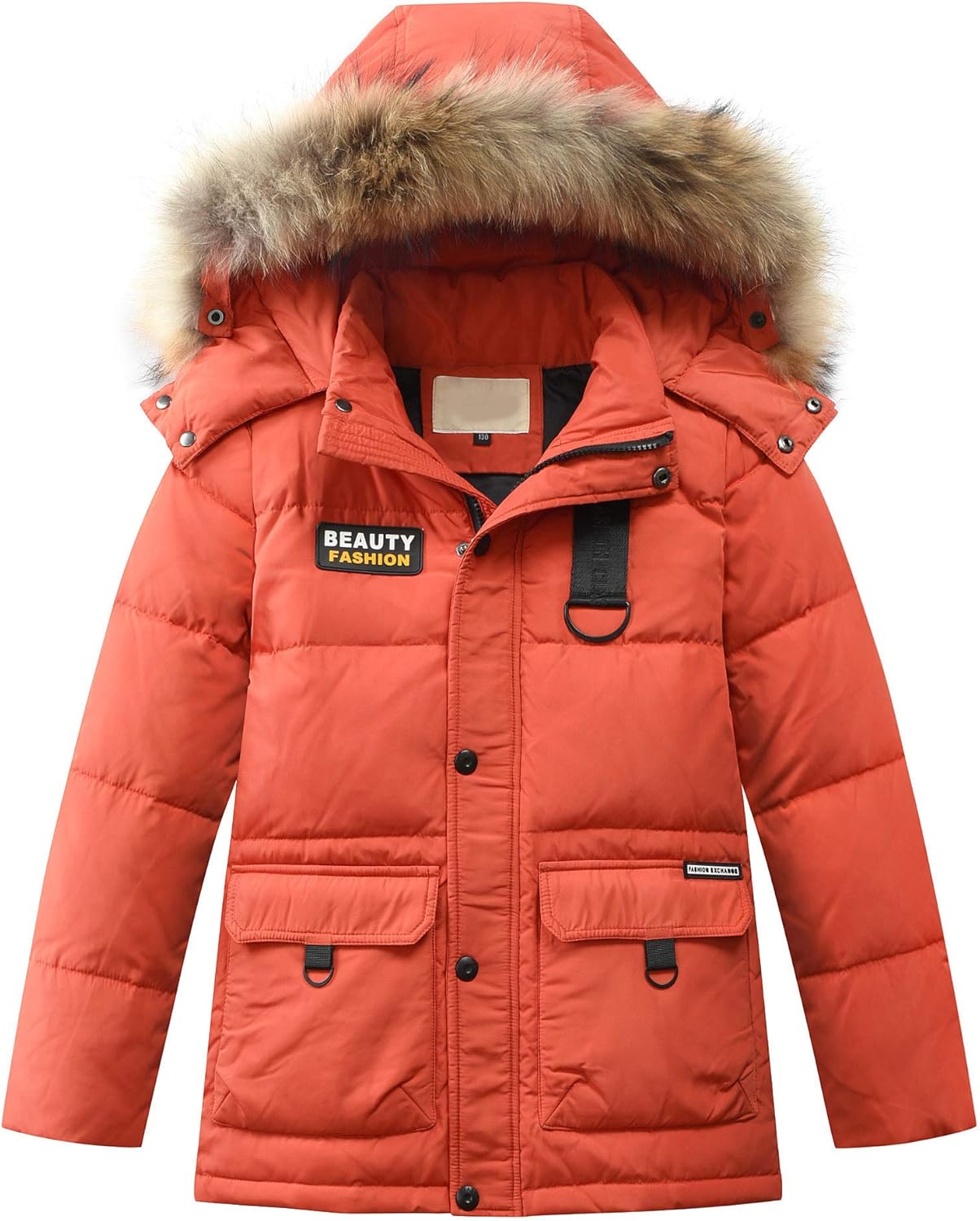 Mallimoda Boys' Hooded Down Coats Winter Warm Jacket Solid Puffer Coat: Clothing