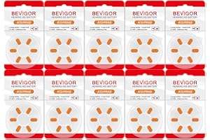 BEVIGOR Hearing Aid Batteries Size 13, Mercury Free (60 Count), Zinc Air Batteries, Easy to Open and Carry, 1.45V, Long Lasting Batteries
