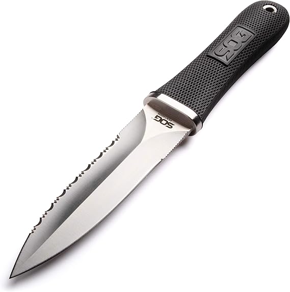 SOG Pentagon Fixed Blade S14N Satin Polished Dual Edged 5" AUS8