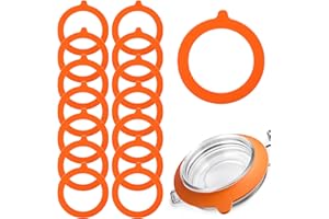 MBAIYO 15 Pcs Rubber Seals for Glass Jar, 3.75 in Silicone Jar Gaskets Leak Proof Silicone Seals for Glass Mason Jars Airtight Replacement Sealing Rings (Orange)