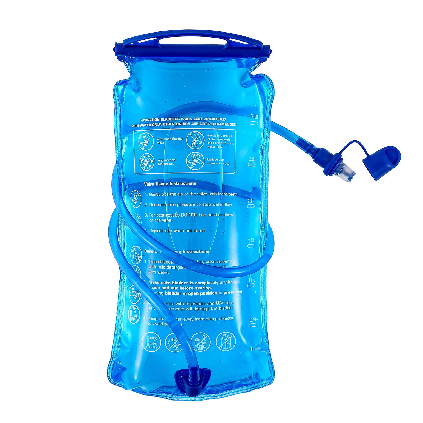 JOYHILL Hydration Bladder, 3 L 2 L 1.5 L Water Bladder BPA Free, 3 Liter Large Opening Water Reservoir, Leak Proof Military Water Storage Bladder Bag for Cycling Hiking Camping Biking Running (3L)